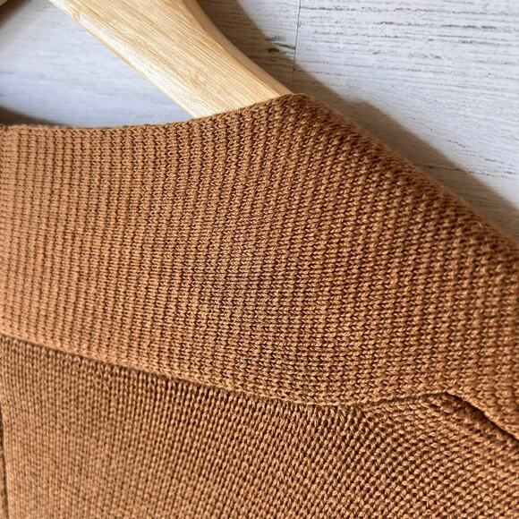 Eileen Fisher Cardigan Womens Size Medium Camel Brown Cotton Blend Sweater - Picture 11 of 14